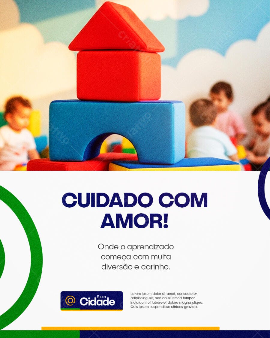 Flyer Creche Escola Infantil Cuidado com Amor PSD Editável