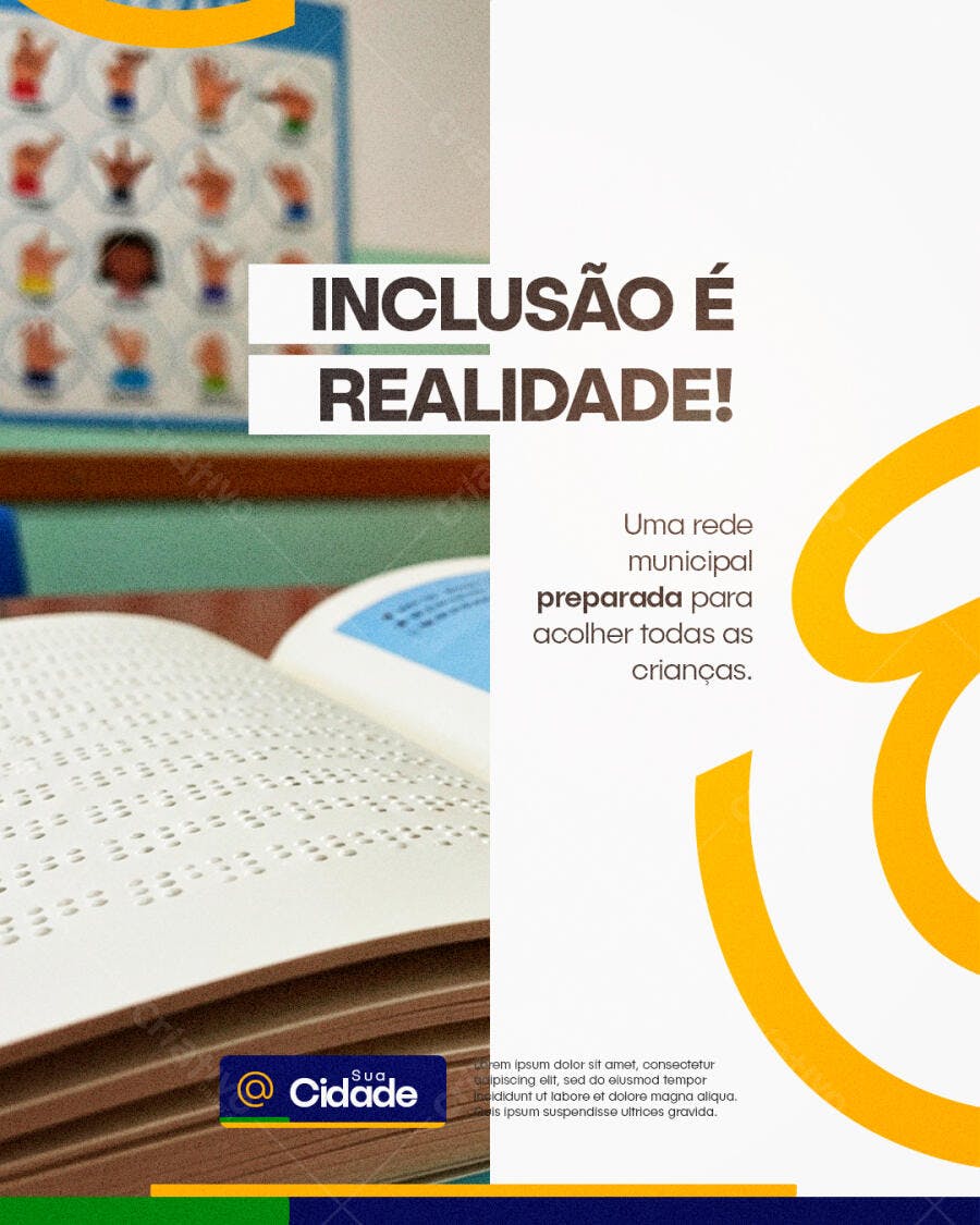 Post Inclusão Social Educação Braille PSD Editável