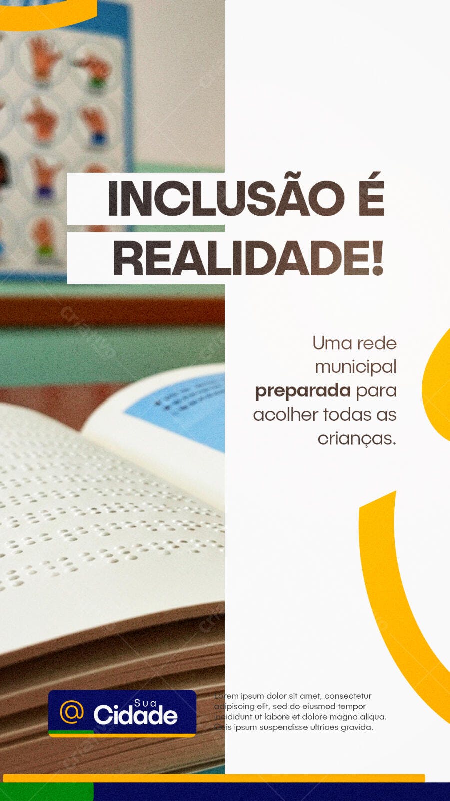 Story Inclusão Educação Braille Libras PSD Editável