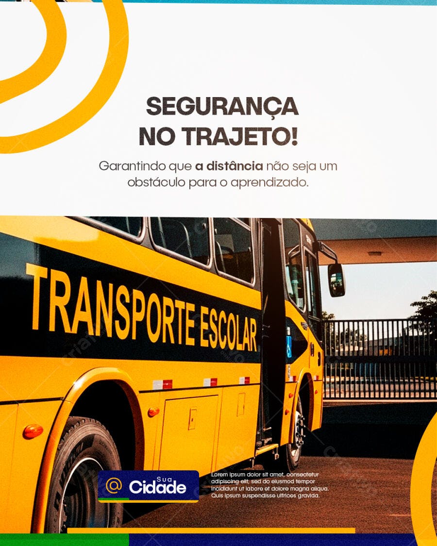 Post Instagram Transporte Escolar Segurança PSD Editável