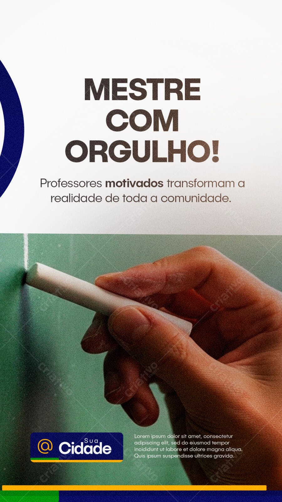 Story Dia do Professor Mestre com Orgulho PSD Editável