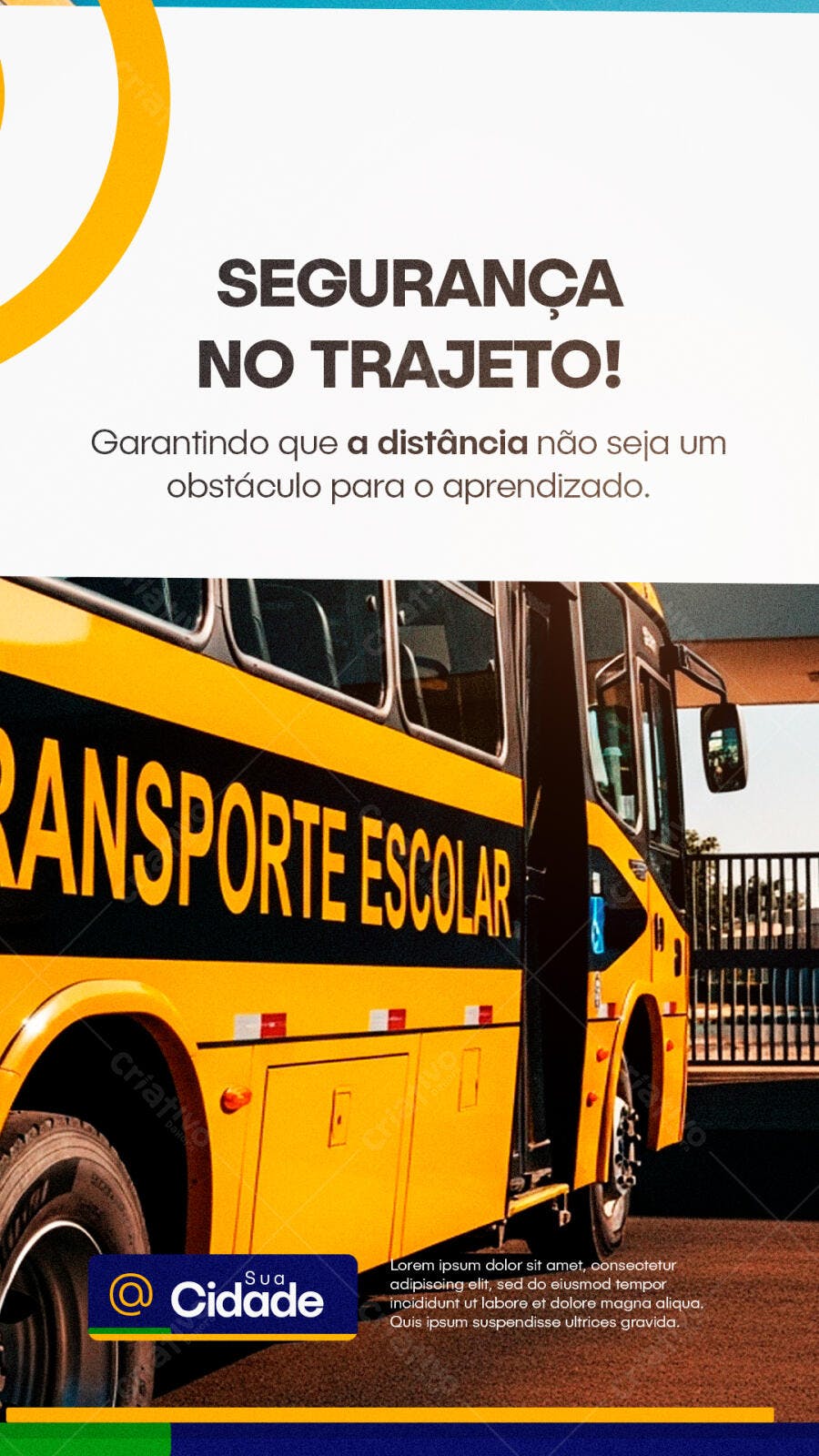 Post Instagram Transporte Escolar Segurança PSD Editável