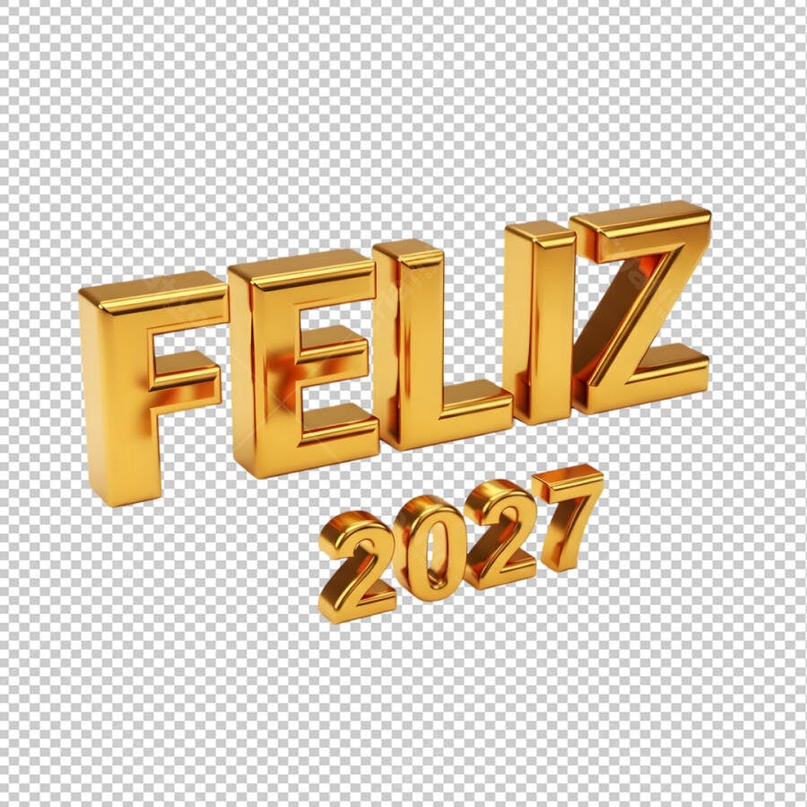 Feliz 2027 Ano Novo Dourado PSD Editável