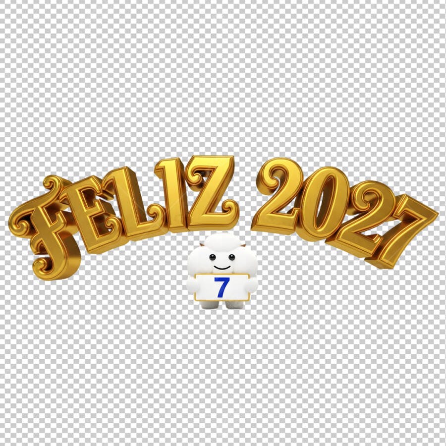 Feliz 2027 Ano Novo Dourado PNG Transparente