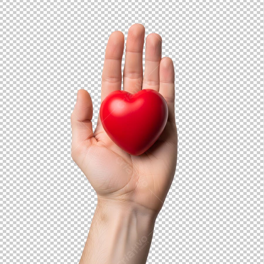 Mão Segurando Coração Vermelho PNG Transparente
