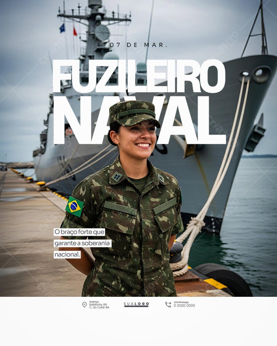 Post Instagram Dia do Fuzileiro Naval 07 de Março PSD Editável