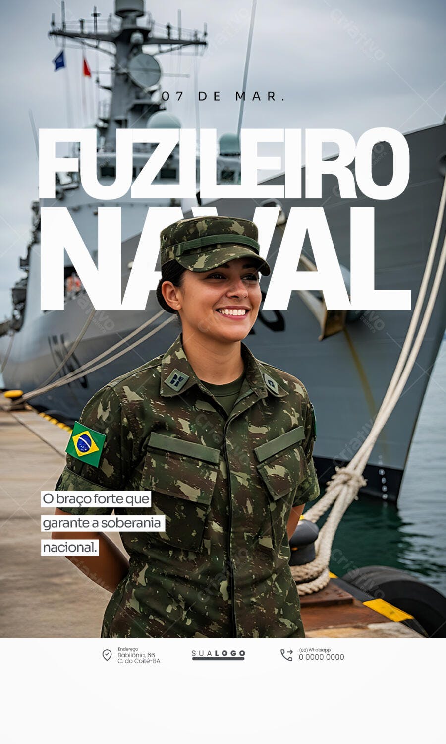Post Instagram Dia do Fuzileiro Naval Março PSD Editável