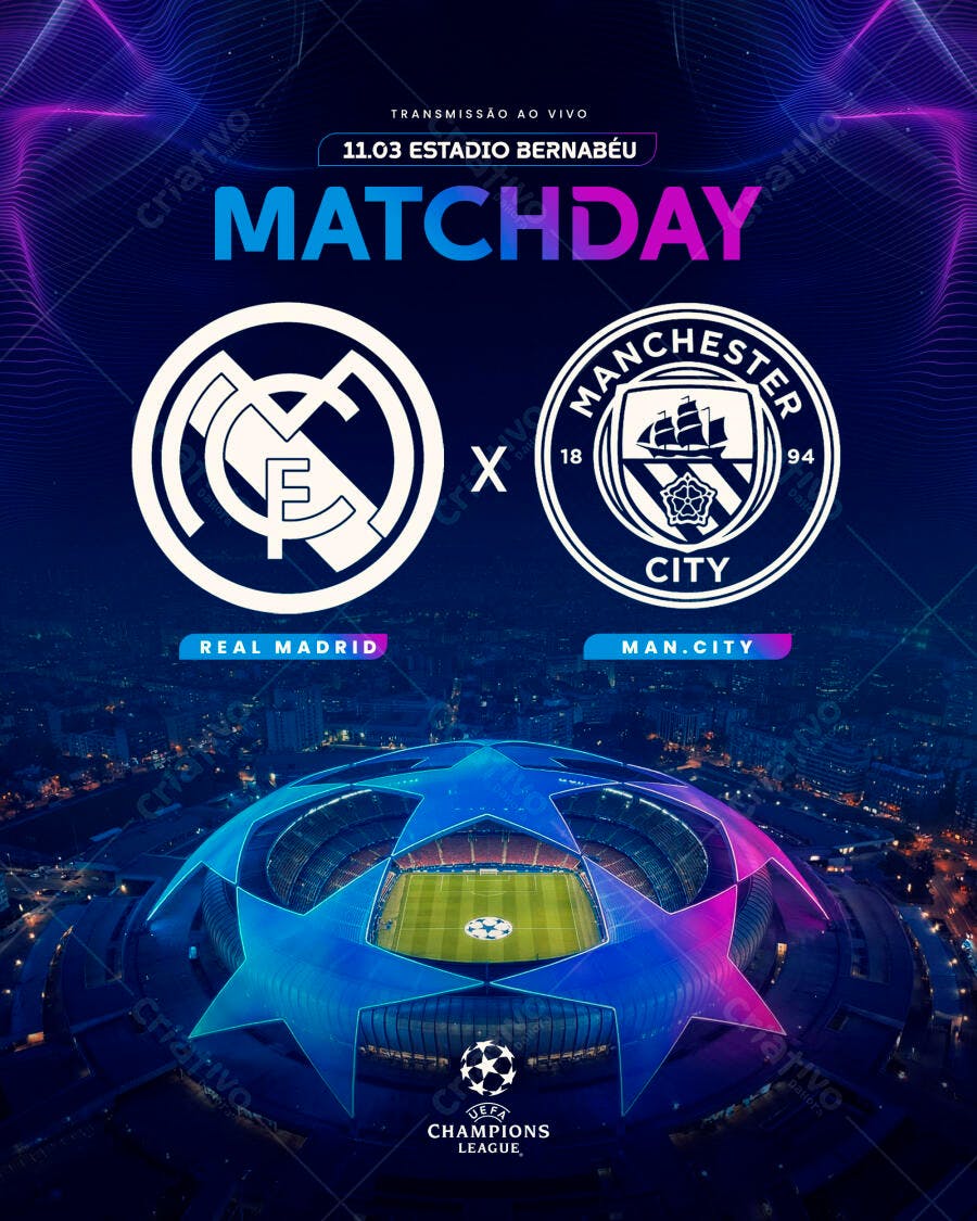 Post Instagram Futebol Champions League PSD Editável