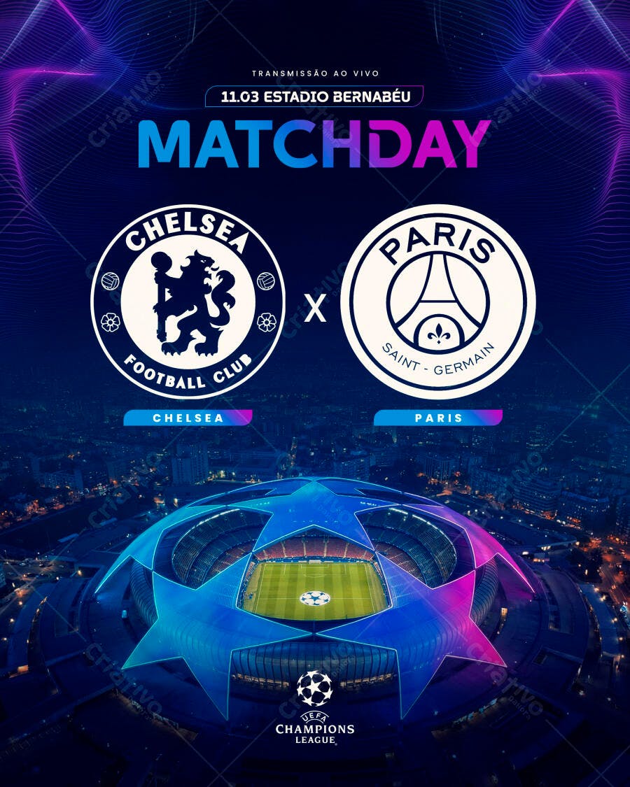 Template Canva Post Instagram Futebol Champions League Editável