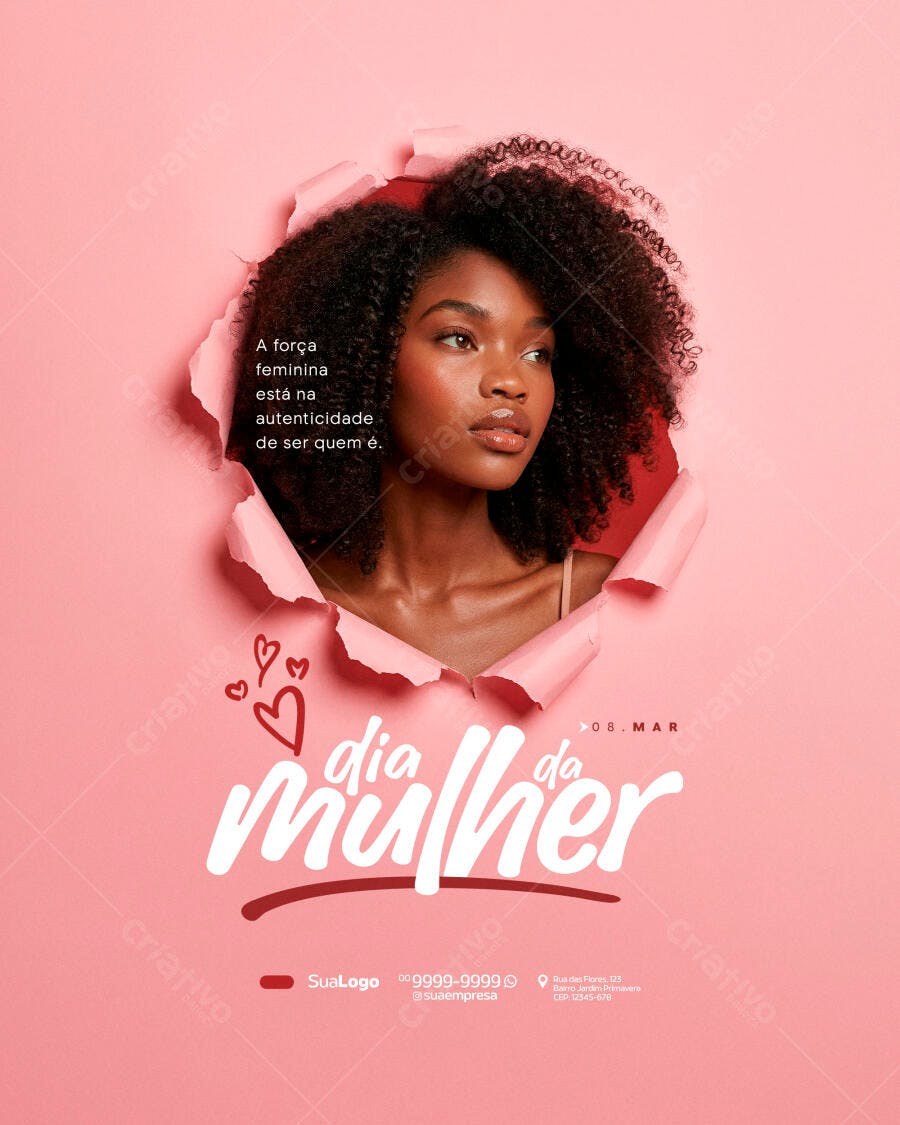 Post Instagram Dia da Mulher 8 de Março PSD Editável