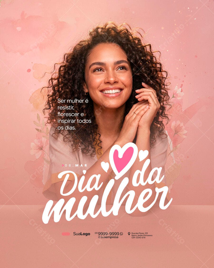 Post Instagram Dia da Mulher 8 de Março PSD Editável