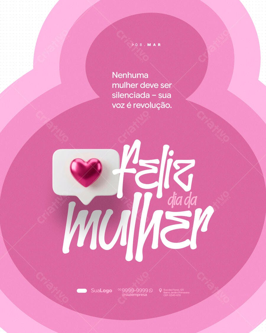 Post Instagram Dia da Mulher 8 de Março PSD Editável