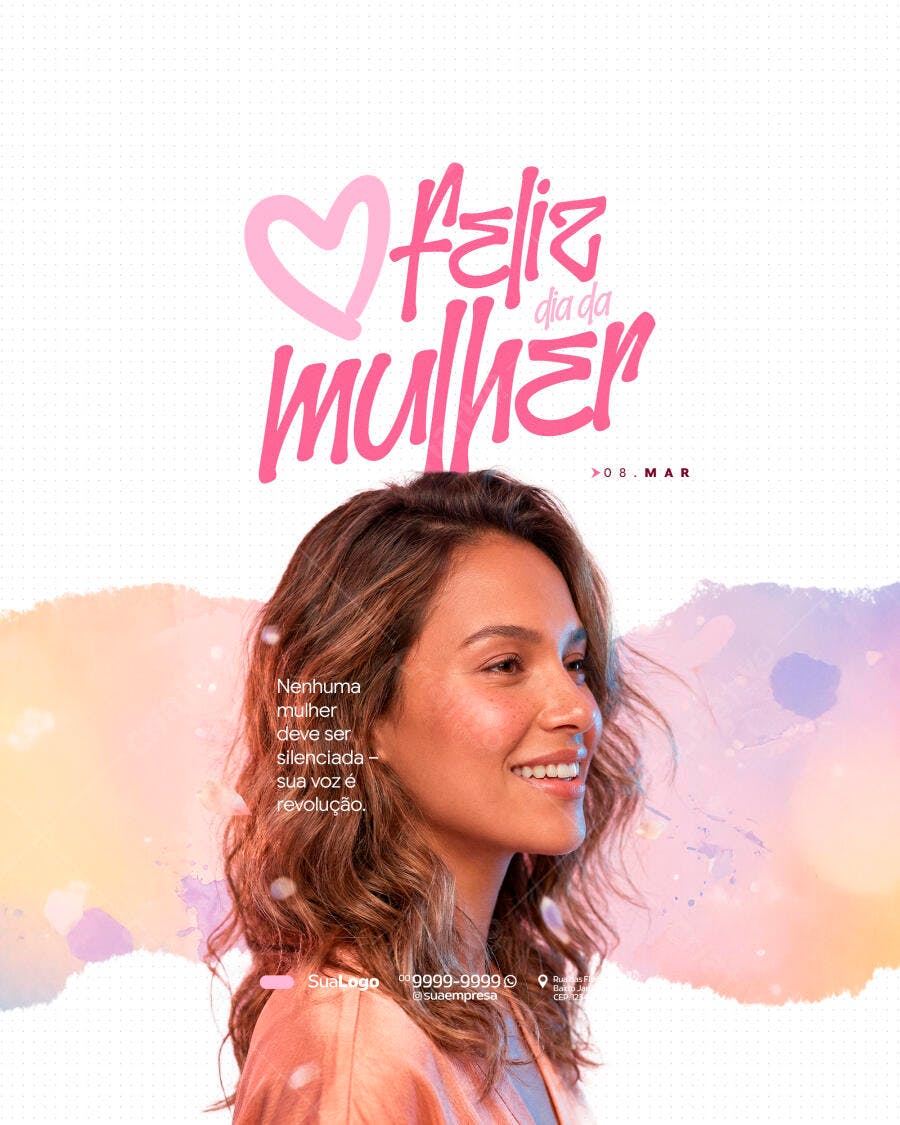 Post Dia Internacional da Mulher 8 de Março PSD Editável