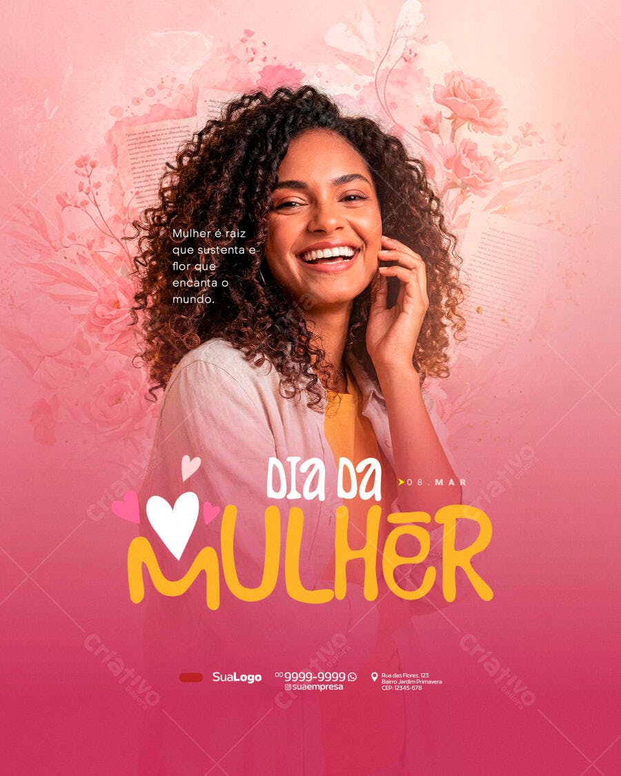 Post Instagram Dia da Mulher 8 de Março PSD Editável