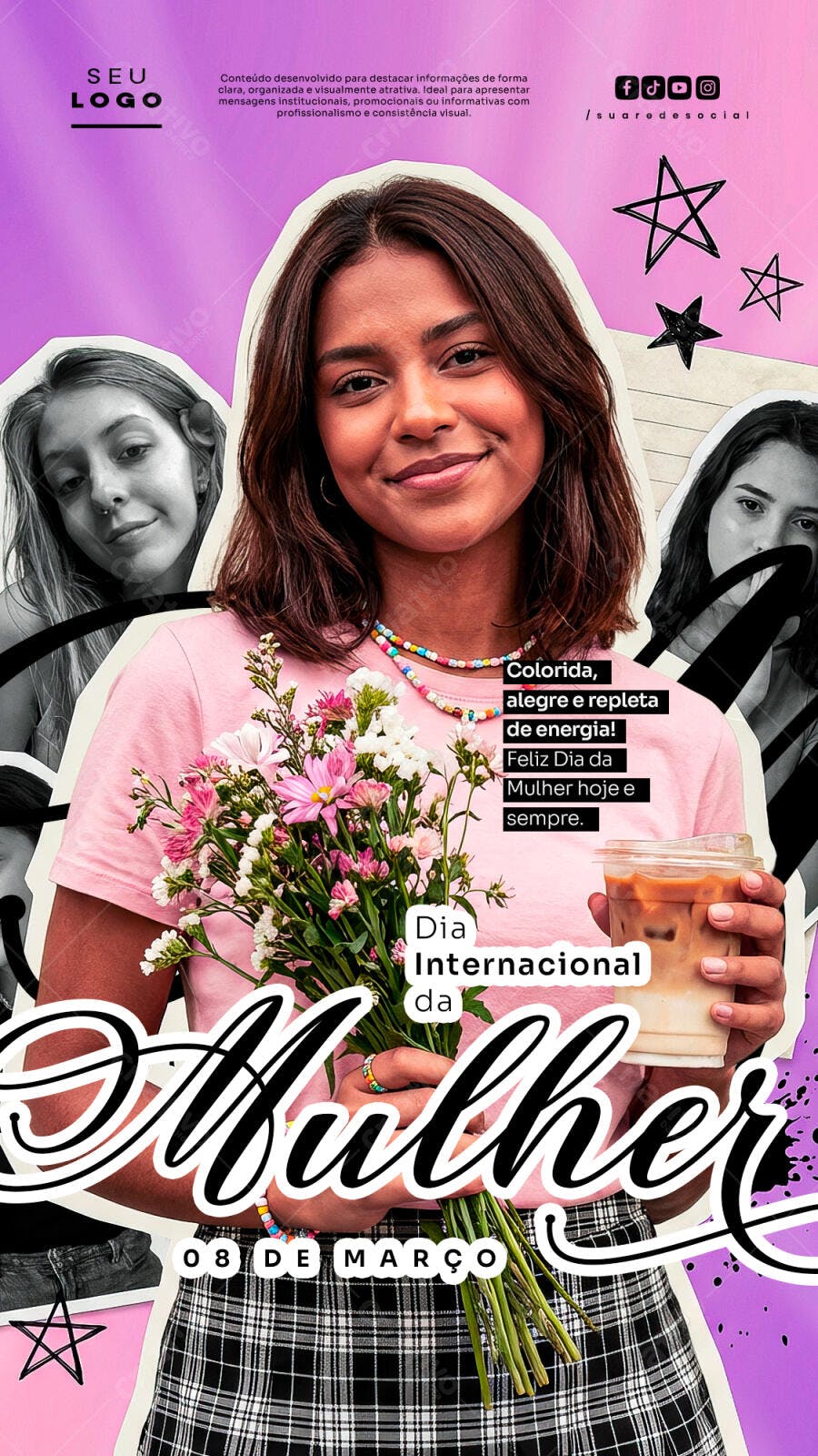 Story Dia Internacional da Mulher 8 de Março PSD Editável