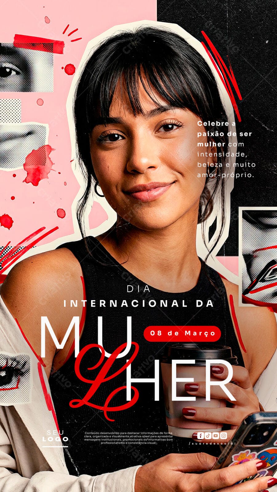 Story Dia Internacional da Mulher 8 de Março PSD Editável