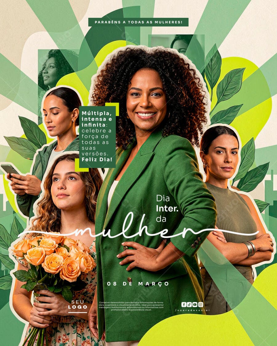 Flyer Dia Internacional da Mulher 8 de Março PSD Editável