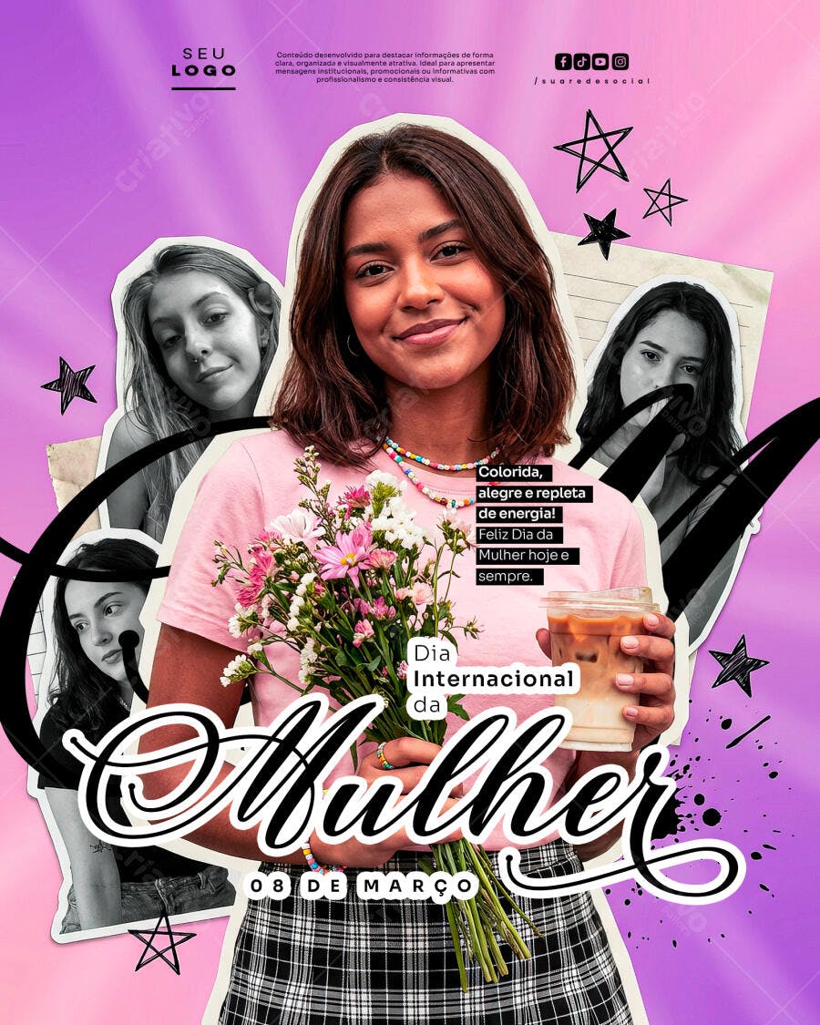 Post Instagram Dia Internacional da Mulher 8 de Março PSD Editável
