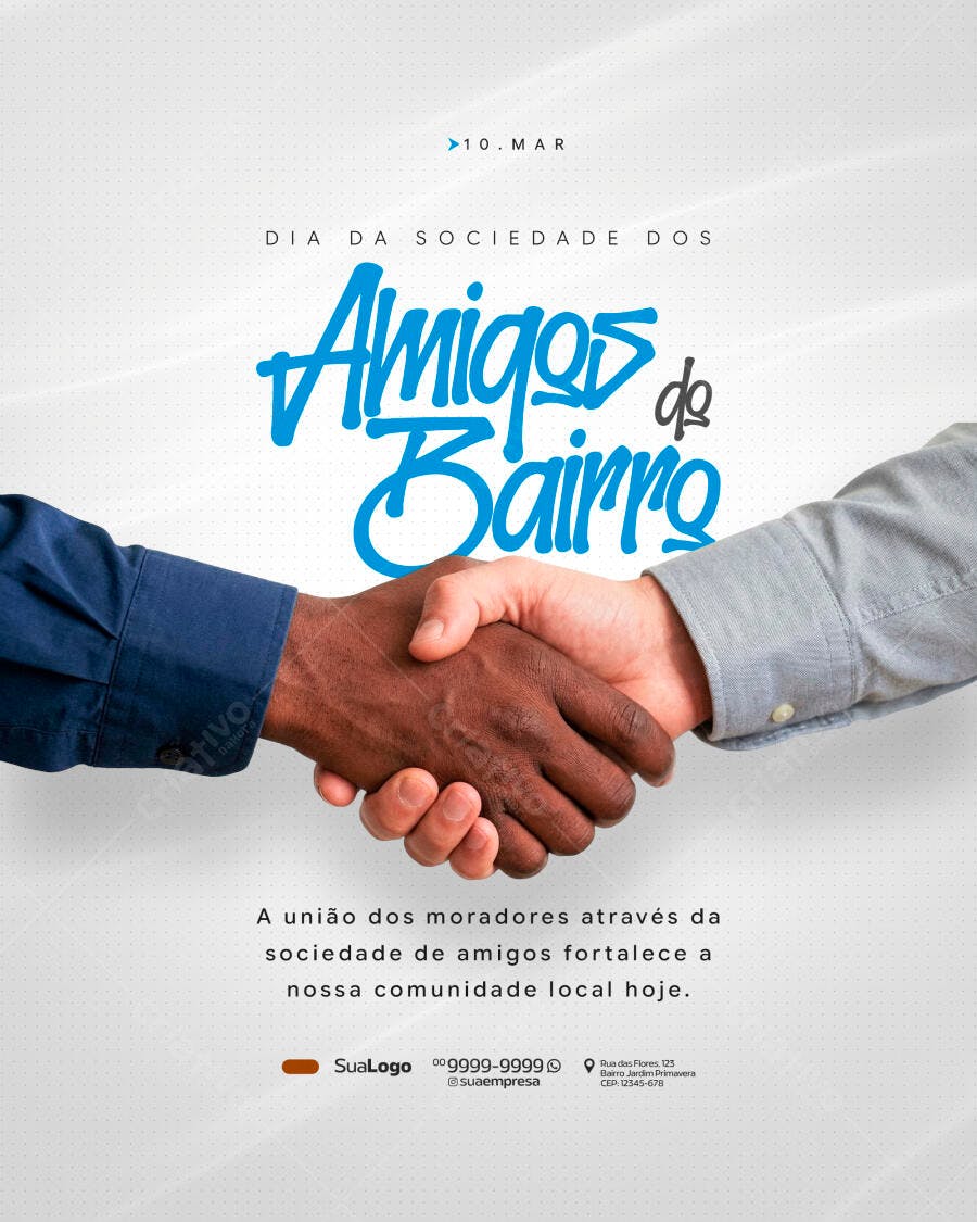 Post Instagram Dia da Sociedade Amigos do Bairro PSD Editável