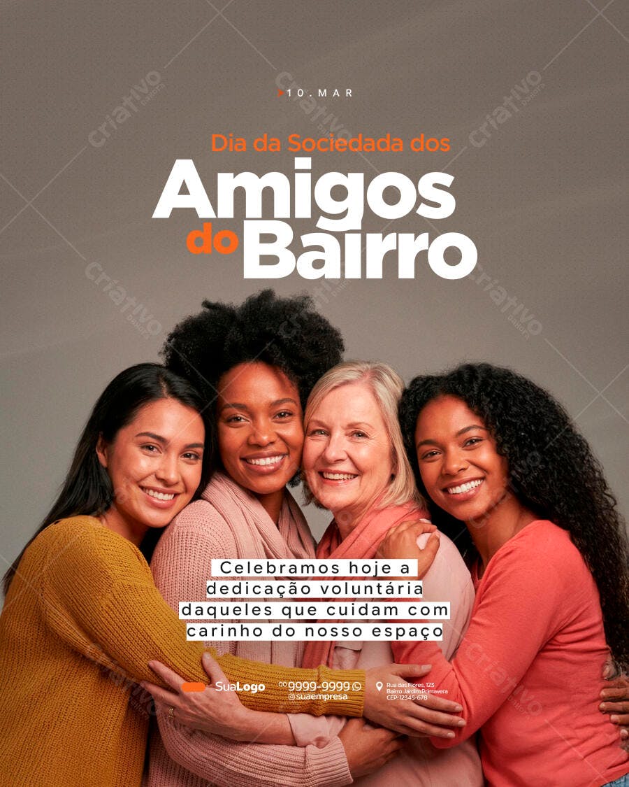 Post Instagram Dia Amigos do Bairro 10 de Março PSD Editável