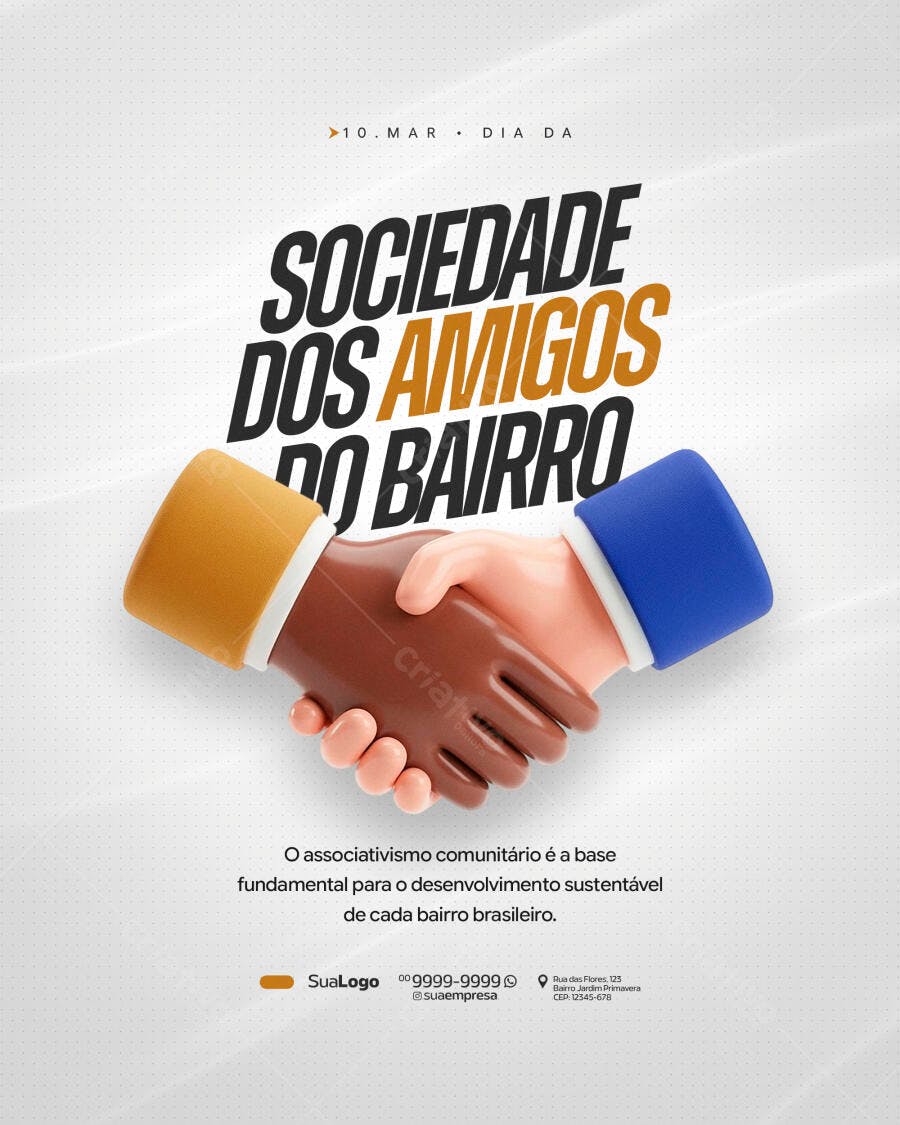 Post Instagram Dia da Amizade Mãos Dadas PSD Editável