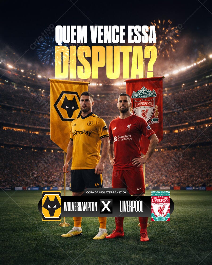 Post Instagram Futebol Wolverhampton Liverpool PSD Editável