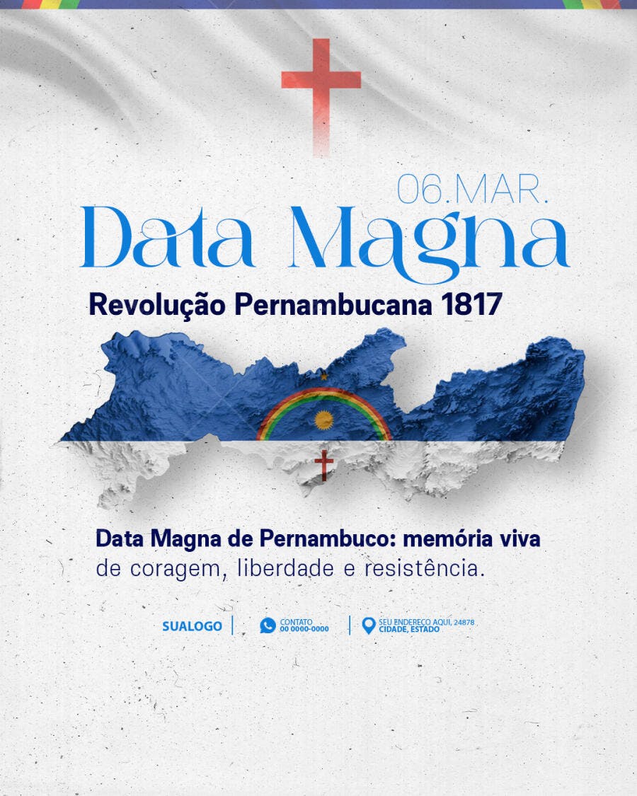 Post Instagram Data Magna Pernambuco 6 de Março PSD Editável