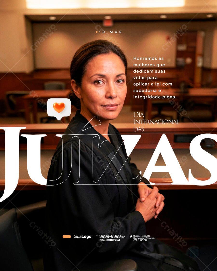 Post Dia Internacional da Mulher Juízas PSD Editável