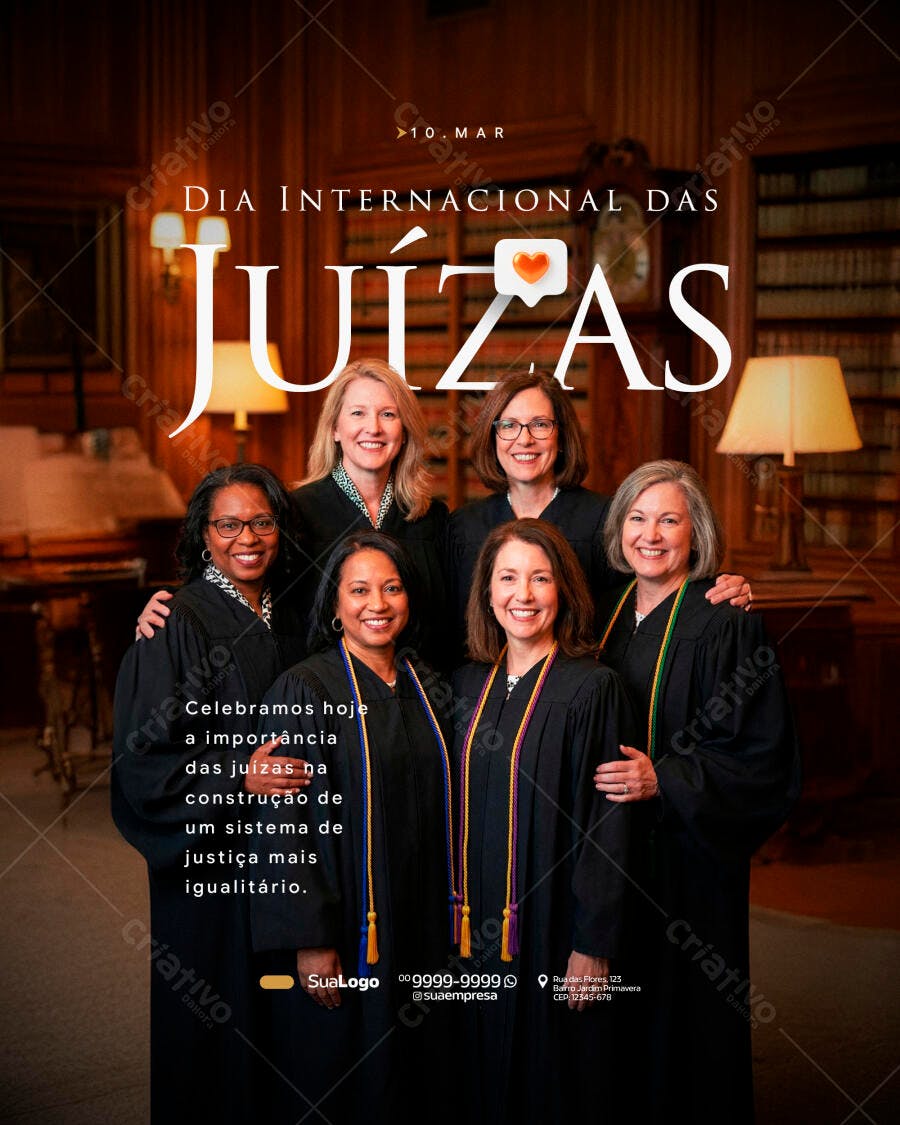 Post Instagram Dia Internacional das Juízas PSD Editável