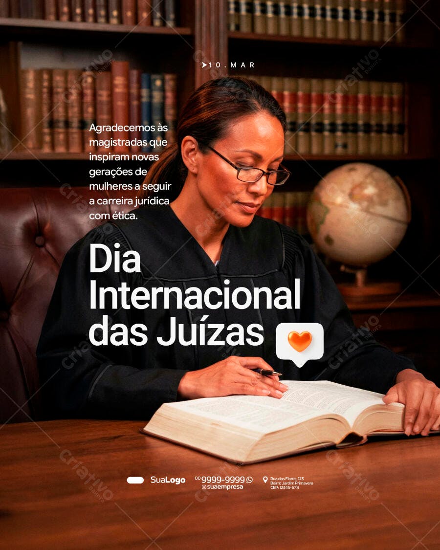 Post Dia Internacional das Juízas Março PSD Editável