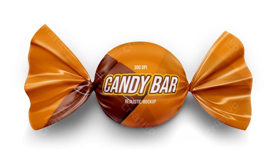 Mockup Embalagem Doce Candy Bar Vista Superior Editável
