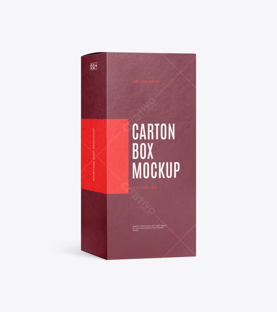 Mockup Caixa Cartão Vertical Frontal Fundo Branco Editável