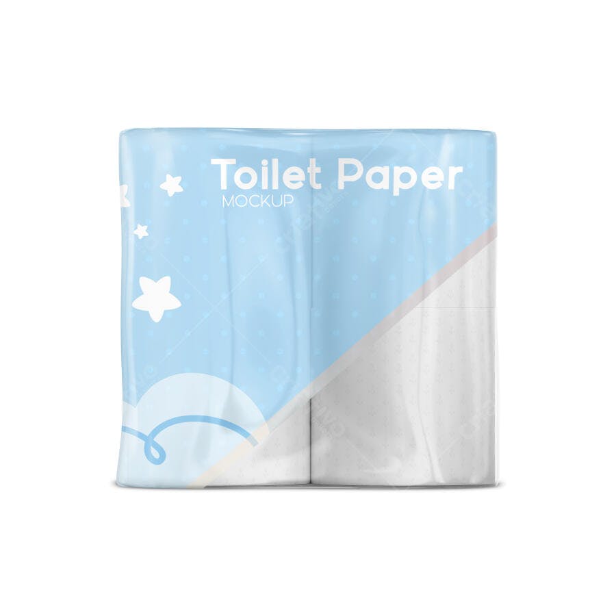 Mockup Embalagem Papel Higiênico Plástico Frontal Editável
