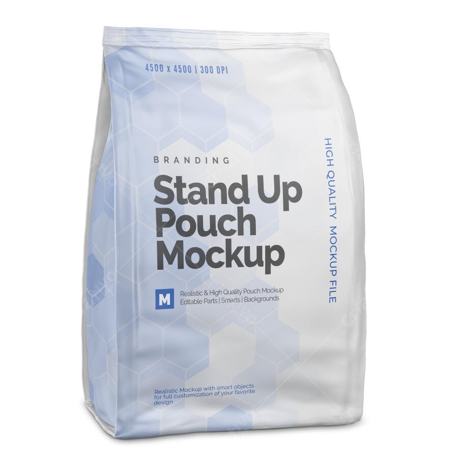Mockup Embalagem Stand Up Pouch Frontal Editável