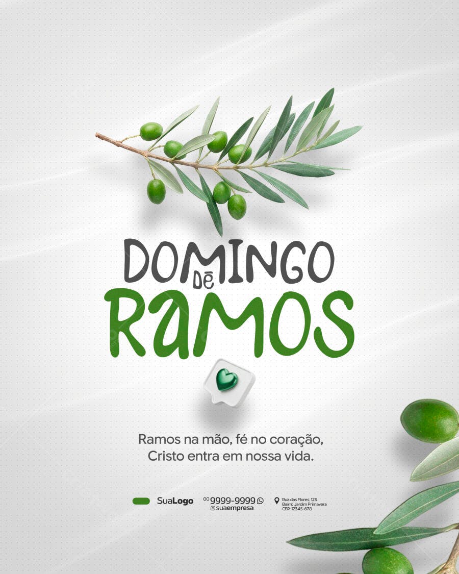 Post Instagram Domingo de Ramos Religioso PSD Editável