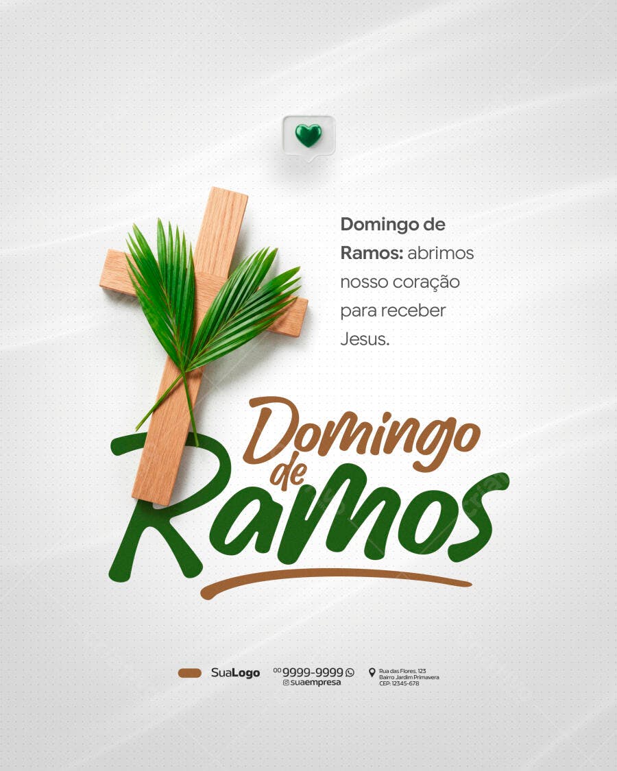 Post Instagram Domingo de Ramos Páscoa PSD Editável