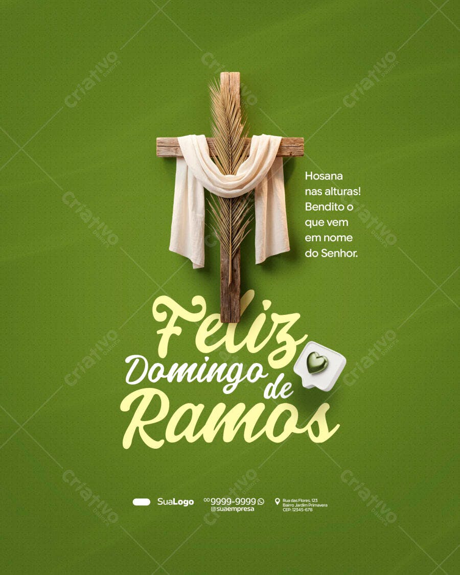 Post Instagram Domingo de Ramos Religioso PSD Editável