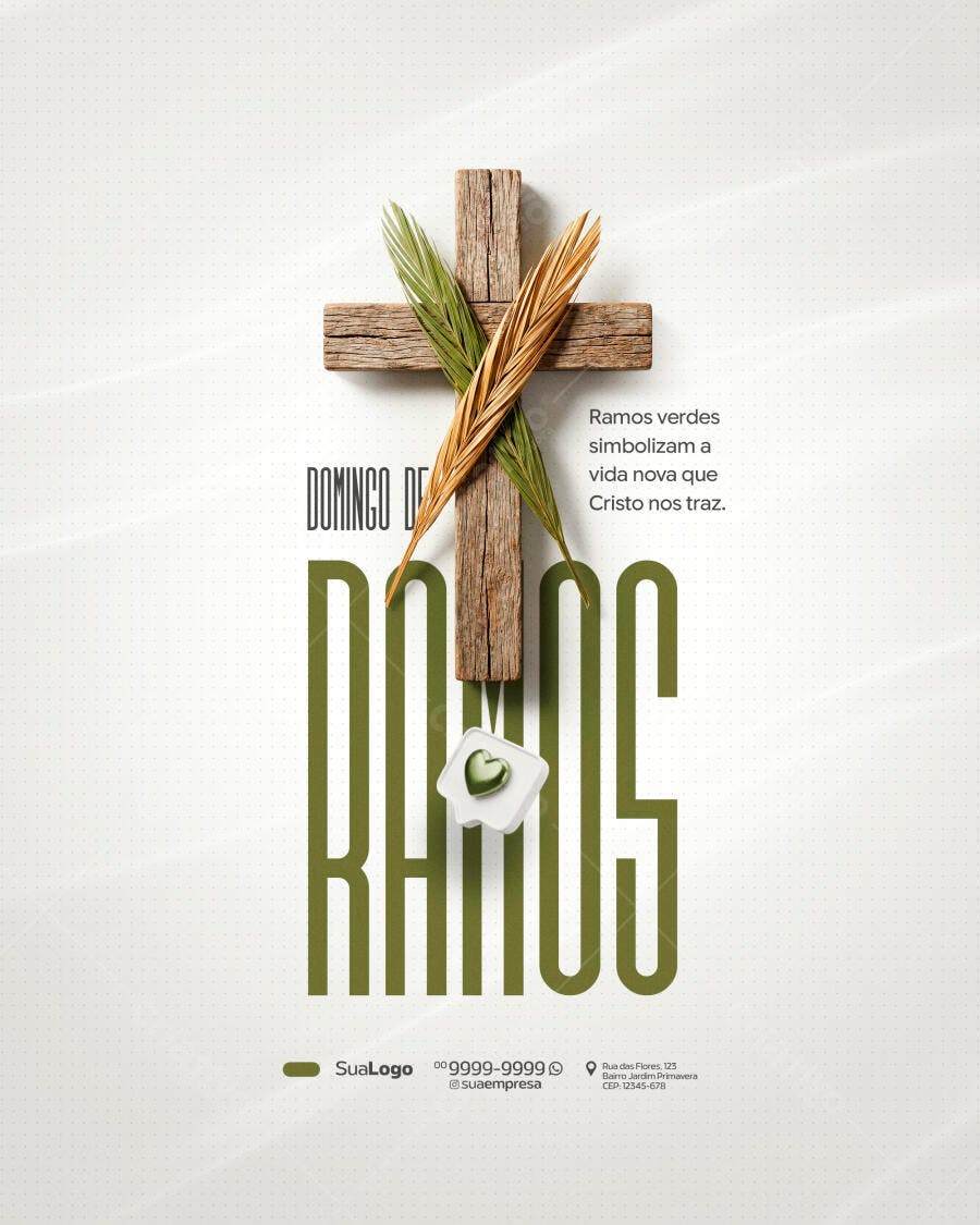 Post Domingo de Ramos Páscoa Igreja PSD Editável