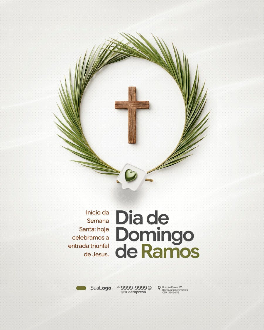 Post Instagram Domingo de Ramos Páscoa PSD Editável