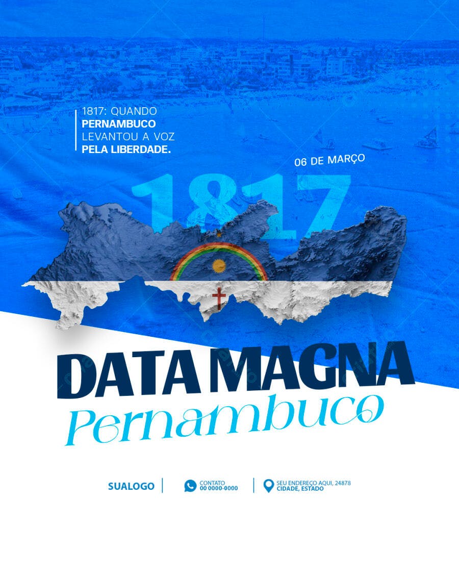 Post Data Magna Pernambuco 06 de Março PSD Editável