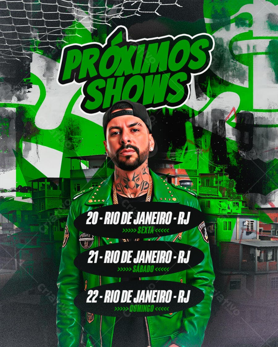 Flyer Próximos Shows Evento Musical PSD Editável