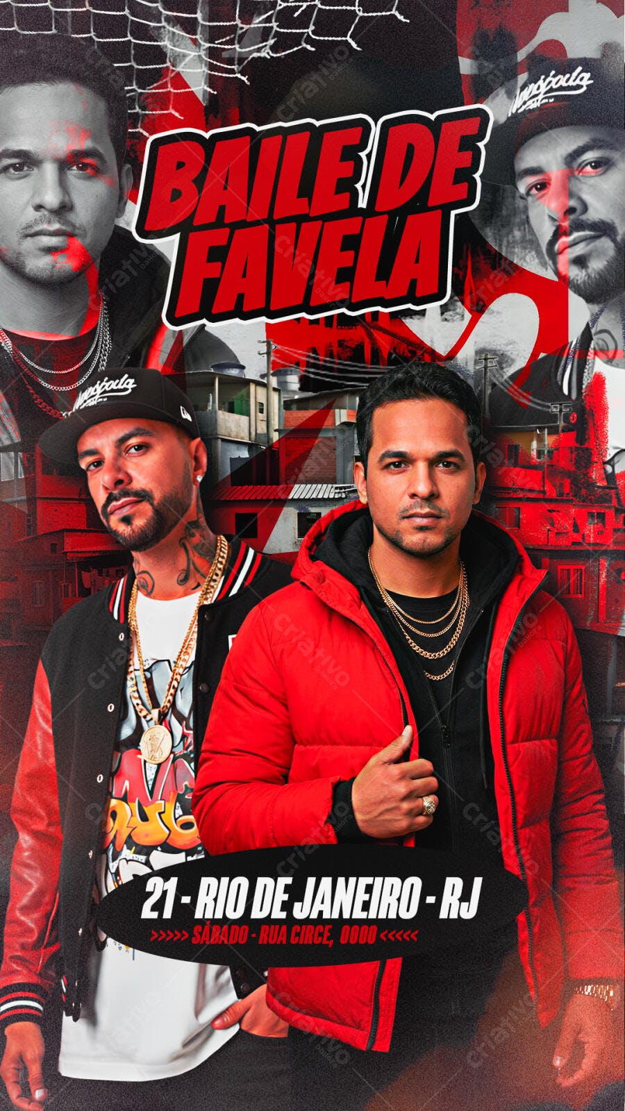 Flyer Baile de Favela Rio de Janeiro PSD Editável