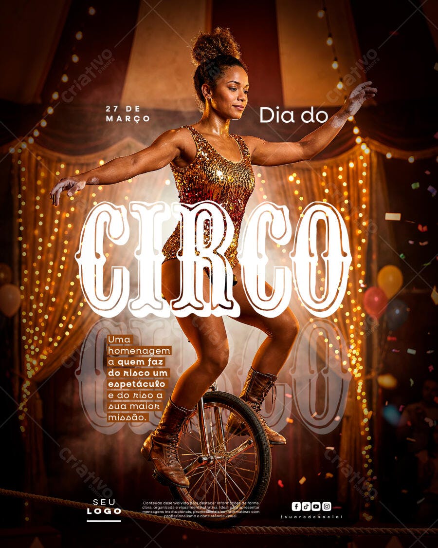 Post Instagram Dia do Circo 27 de Março PSD Editável