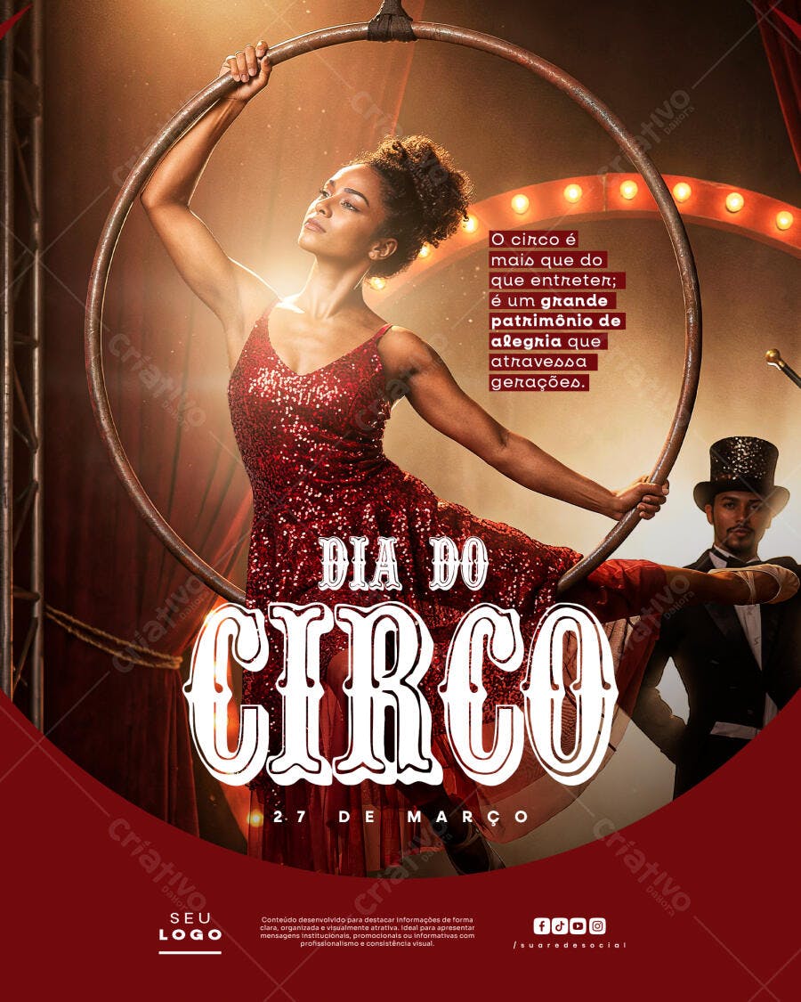Post Instagram Dia do Circo 27 de Março PSD Editável