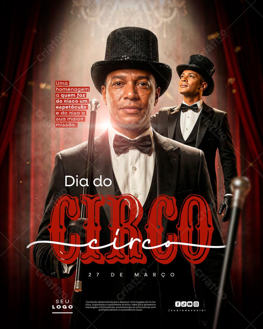 Post Instagram Dia do Circo 27 de Março PSD Editável