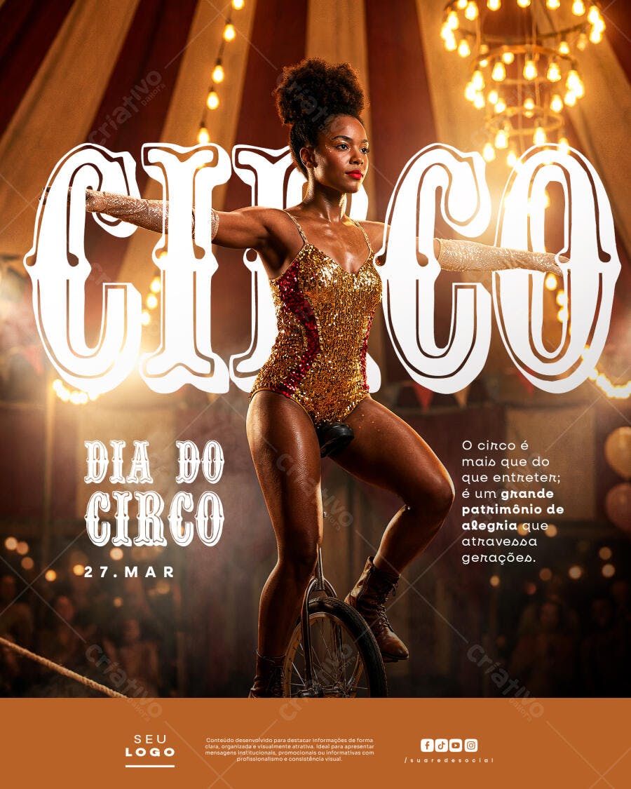 Post Instagram Dia do Circo Março PSD Editável