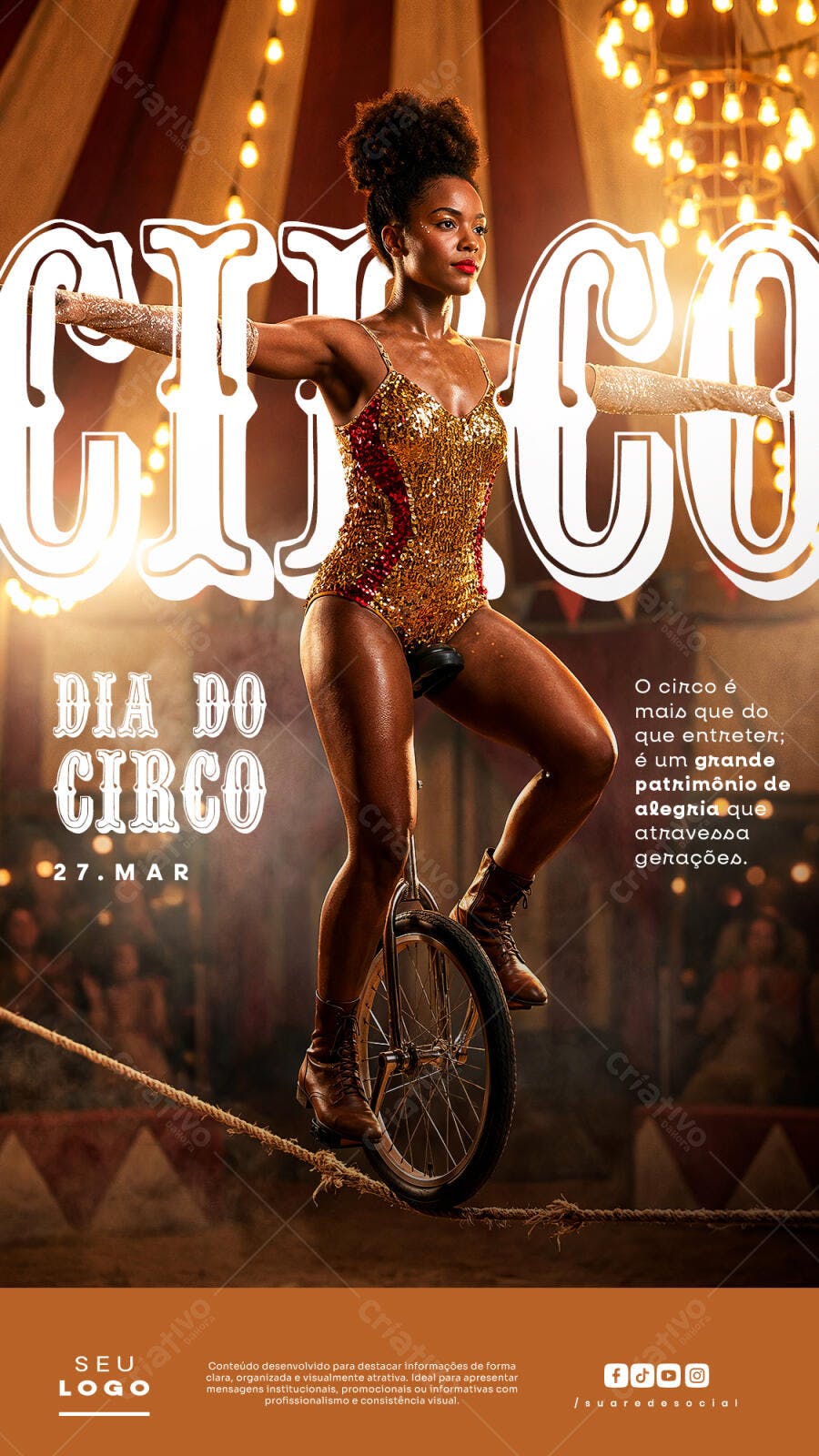 Post Instagram Dia do Circo 27 de Março PSD Editável