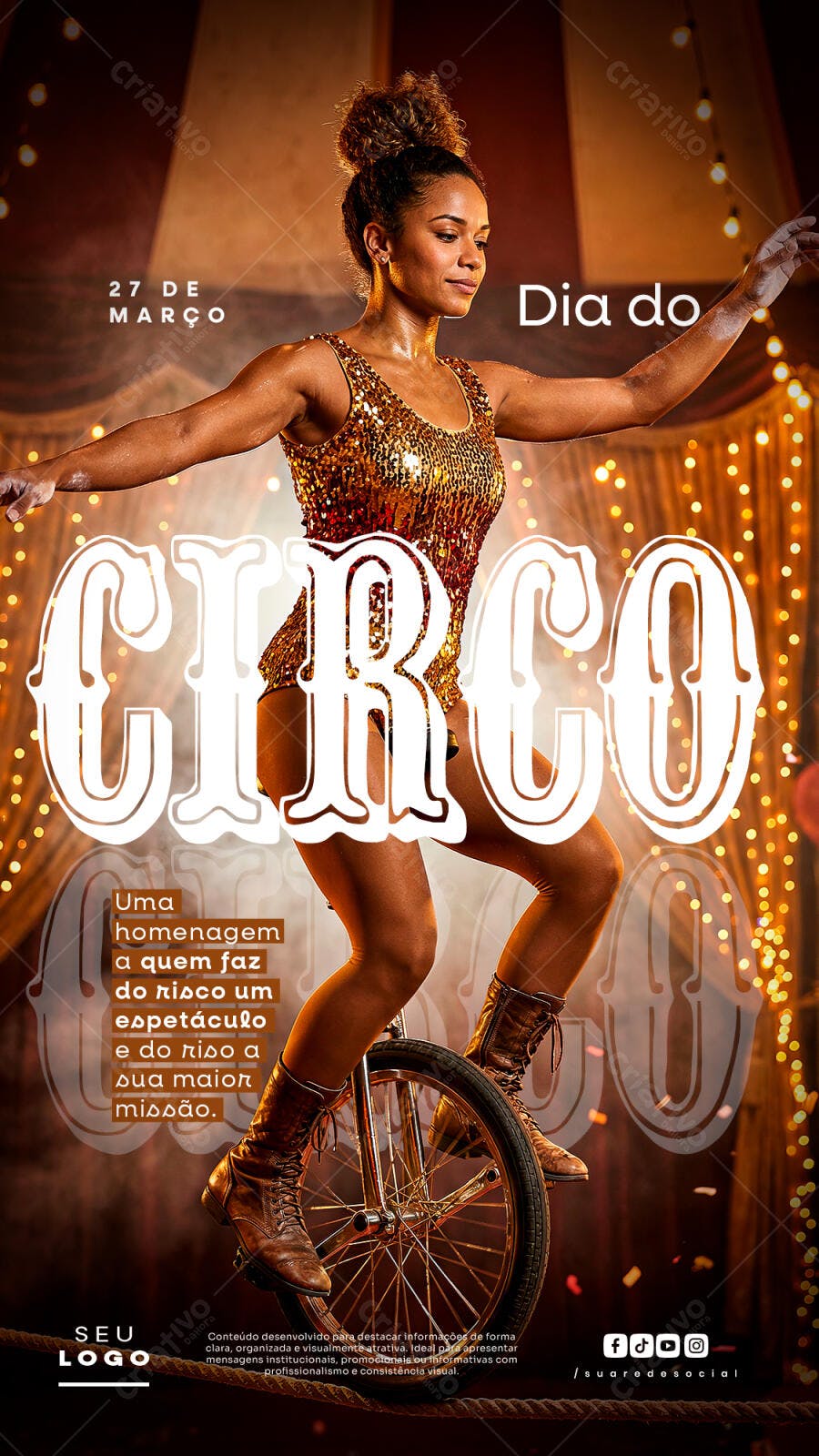 Post Instagram Dia do Circo 27 de Março PSD Editável