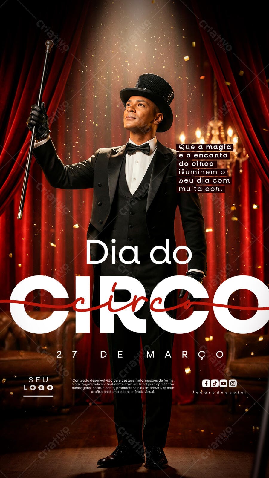 Post Instagram Dia do Circo 27 de Março PSD Editável