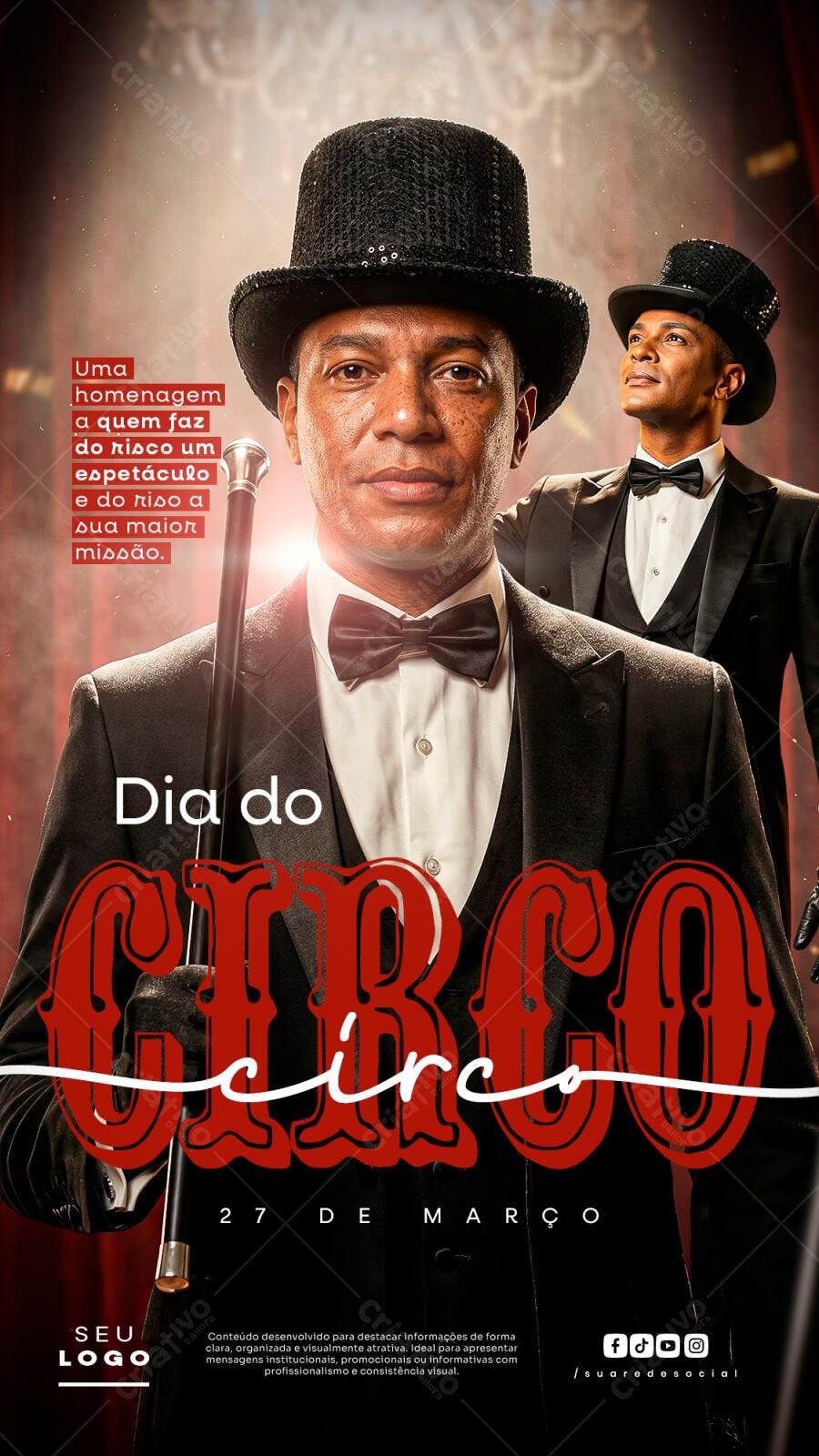 Post Instagram Dia do Circo 27 de Março PSD Editável